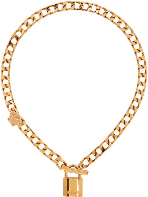 14k gold versace pendant|versace lock statement necklace.